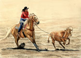 Western, Equine Art - Ladies Roping
